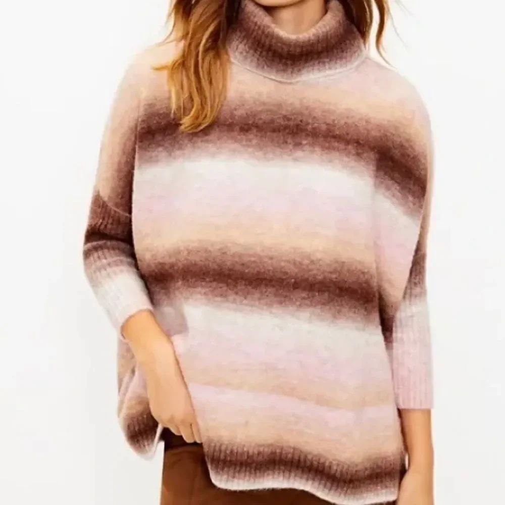 Loft Striped Turtleneck Sweater L/XL
